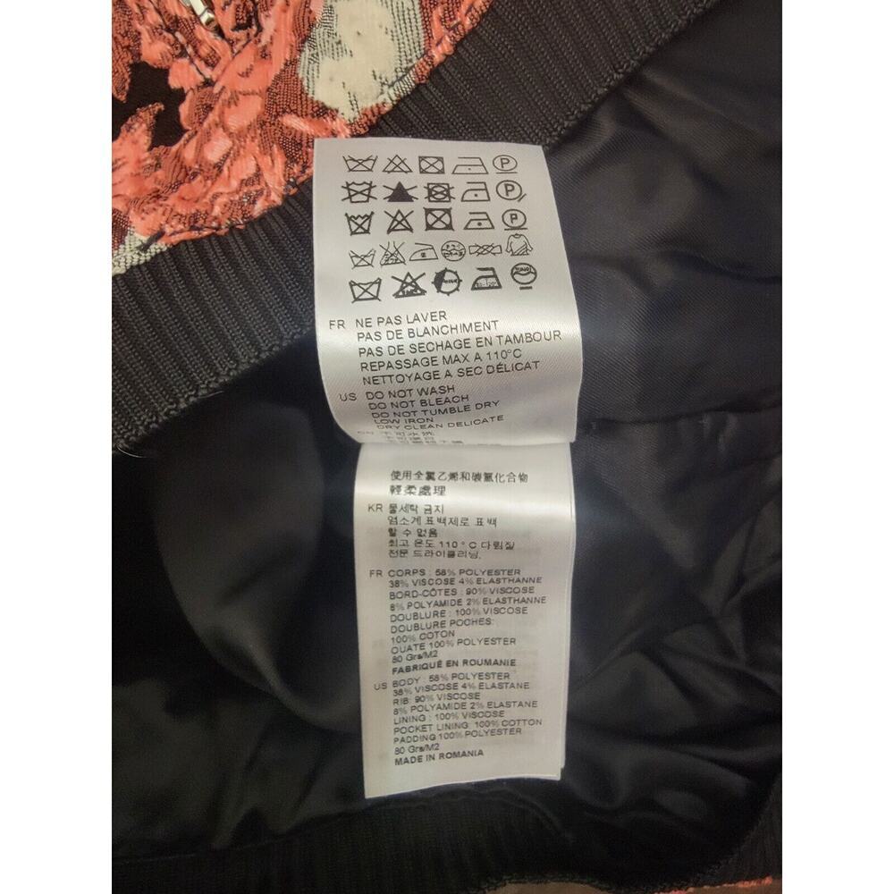 Sandro Paris Floral Crop Bomber Jacket Womens Sz 2 (M) Evora Jacquard Full Zip - Picture 9 of 9
